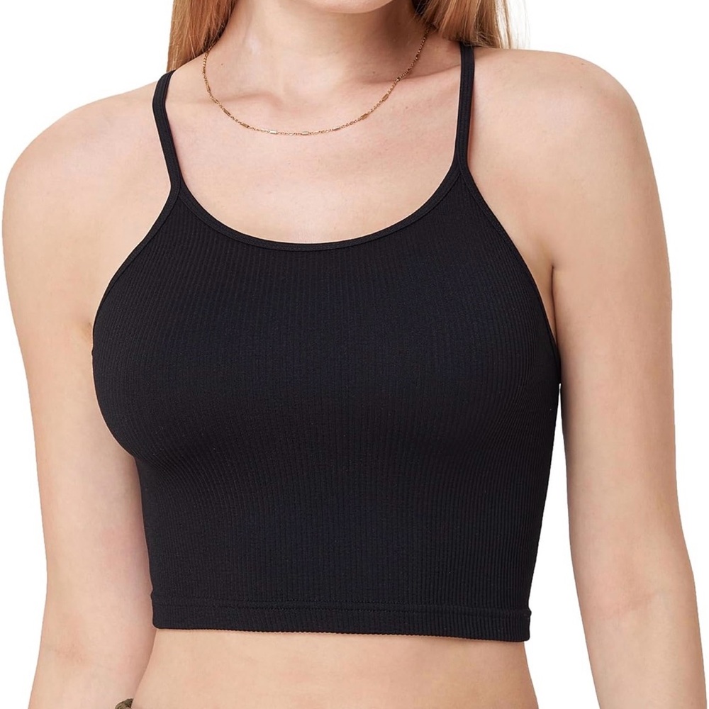 Women's Black Ribbed Crop Top